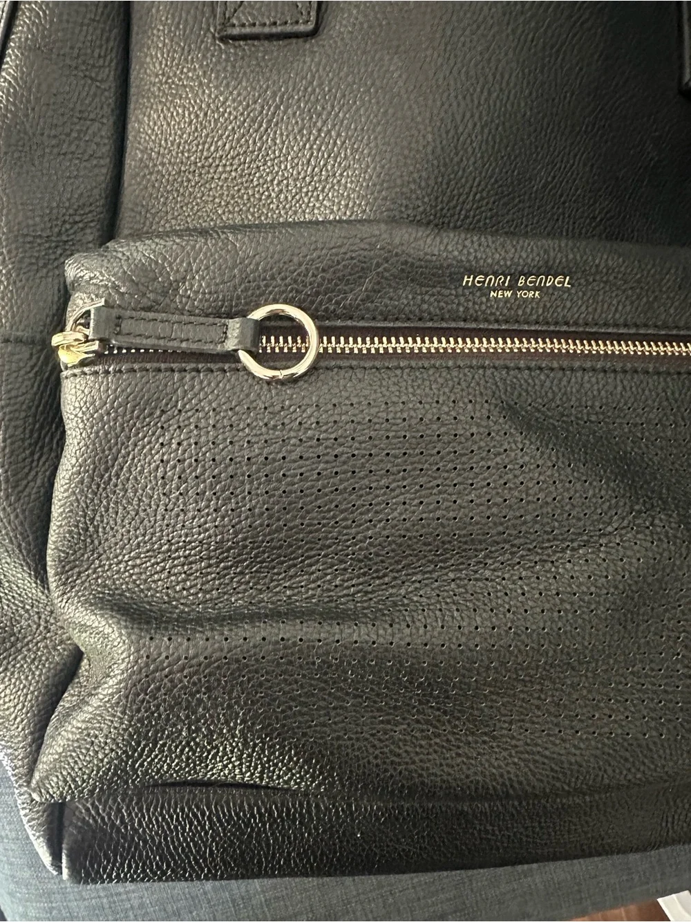 henri bendel Black Pebbled Leather Backpack